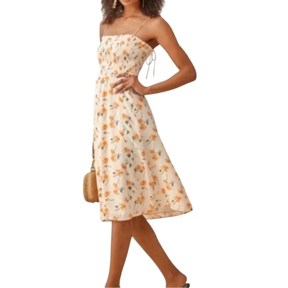 NWT Reformation Sable Midi Dress Floral Cream S - Picture 1 of 11